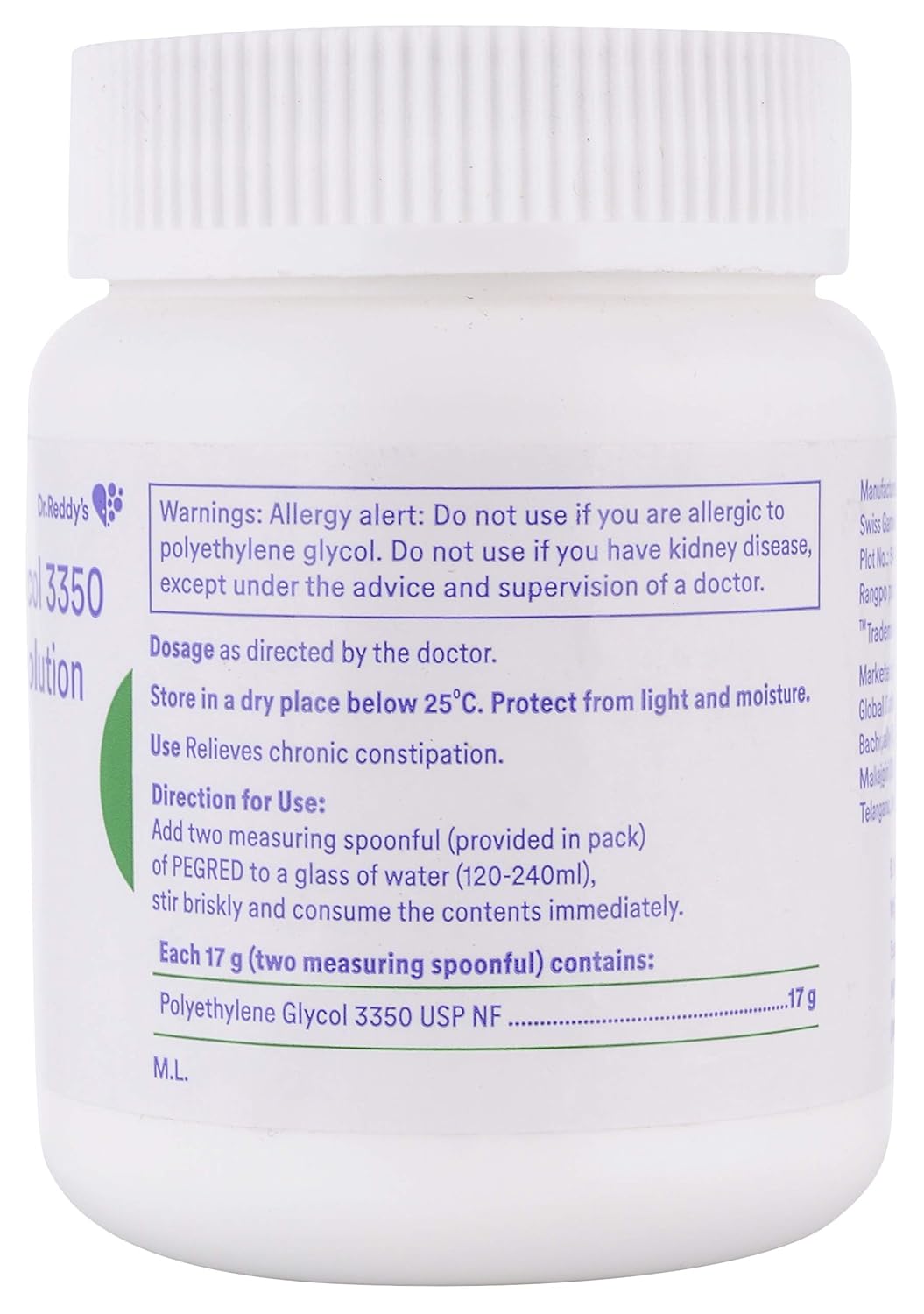 Pegred - Bottle of 119g Oral Solution Powder