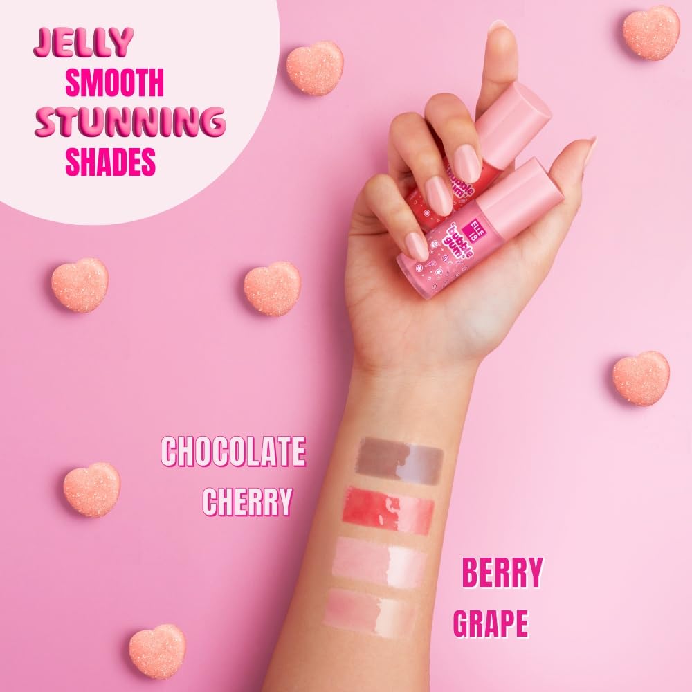 Elle 18 Bubblegum Lip Jelly, Lip Gloss - Cherry, Pigmented, Fuller Lips|5 ml