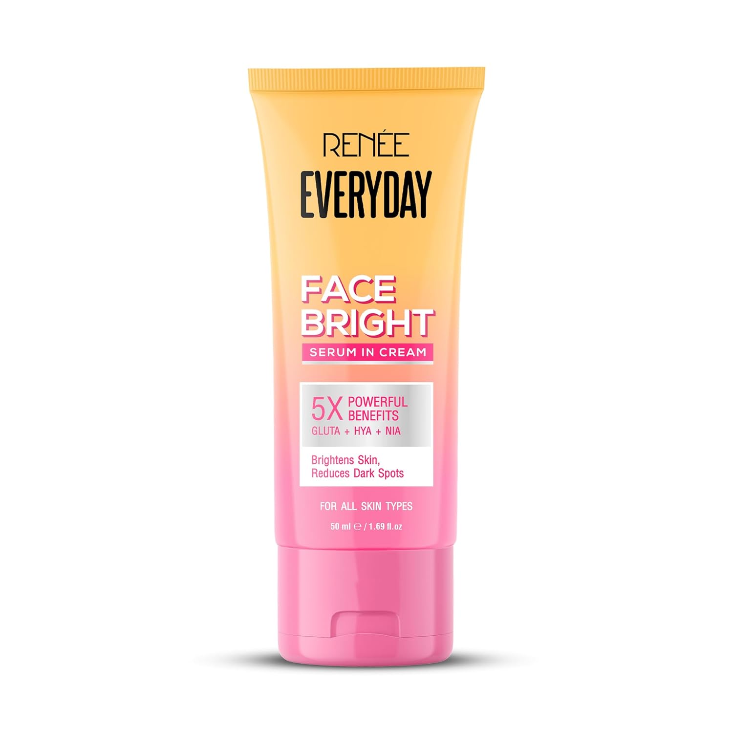 RENEE Everyday Face Bright Serum In Cream | Brighter, Hydrated Skin | Reduces Dark Spots, Even Skin Tone | With Niacinamide, Hyaluronic acid & Glutathione | 50 ml