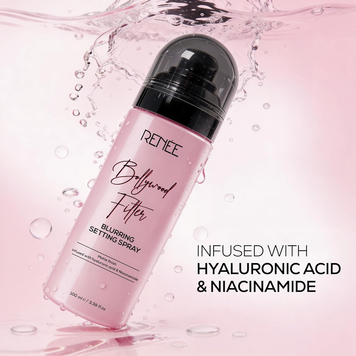 RENEE Bollywood Filter Blurring Setting Spray for Face Makeup, Matte Finish & Pore Blur Effect with Niacinamide & Hyaluronic Acid, Long Lasting Makeup Fixer & Shine Control, Fine Mist 100ml