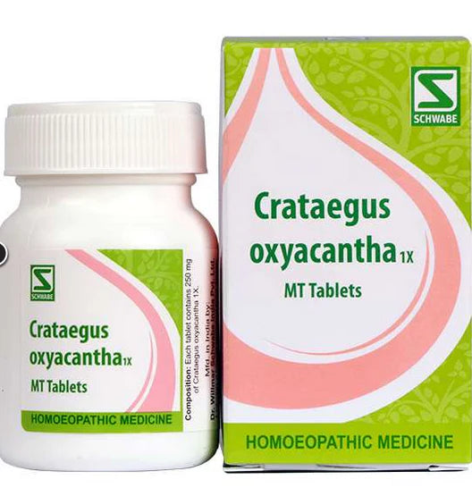 Dr Willmar Schwabe India Homoeopathic Crataegus Oxyacantha 1x MT Tablets (20gm) for Chest Pain Angina blood pressure