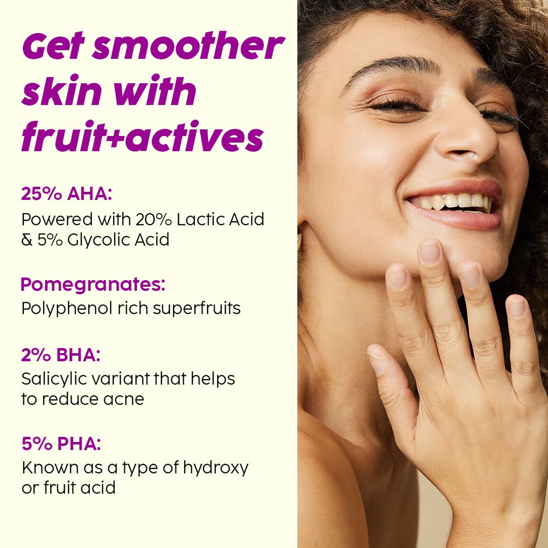 PLIX - THE PLANT FIX 25% AHA+ 2% BHA + 5% PHA Pomegranate Peeling Potion For Glowing & Even Toned Skin, Gentle Exfoliation & At-Home Facial | For Women & Men | 30 ml