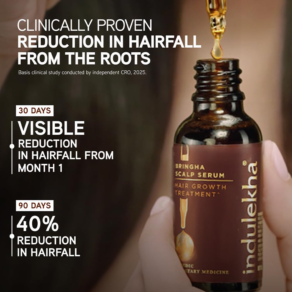 Indulekha Bringha Hair Growth Treatment Scalp Serum with Bringha, Rosemary and Amla for Hair Growth, 30 ml