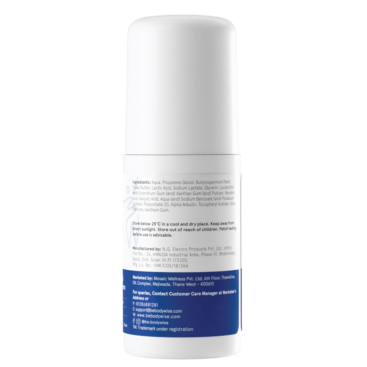 BeBodywise 1% Salicylic Acid Body Wash & 4% AHA BHA Underarm Roll On - Helps Exfoliate Skin - combo