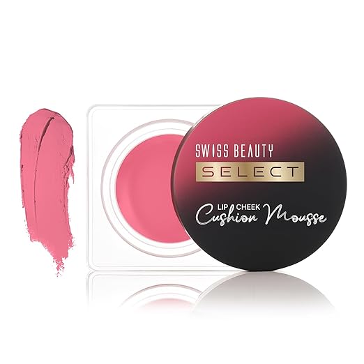 Swiss Beauty Select Lip And Cheek Cushion Creamy Mousse with Vitamin E | 12 Hours Stay | Shade- Empress Pink, 4.5gm |