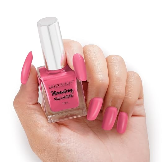 SWISS BEAUTY Stunning Matte Finish Nail Lacquer | Chip Resistant, Quick Drying Nail Paint | Highly Pigmented With High Shine Nail Polish | Shade - Great Pink, 10ml
