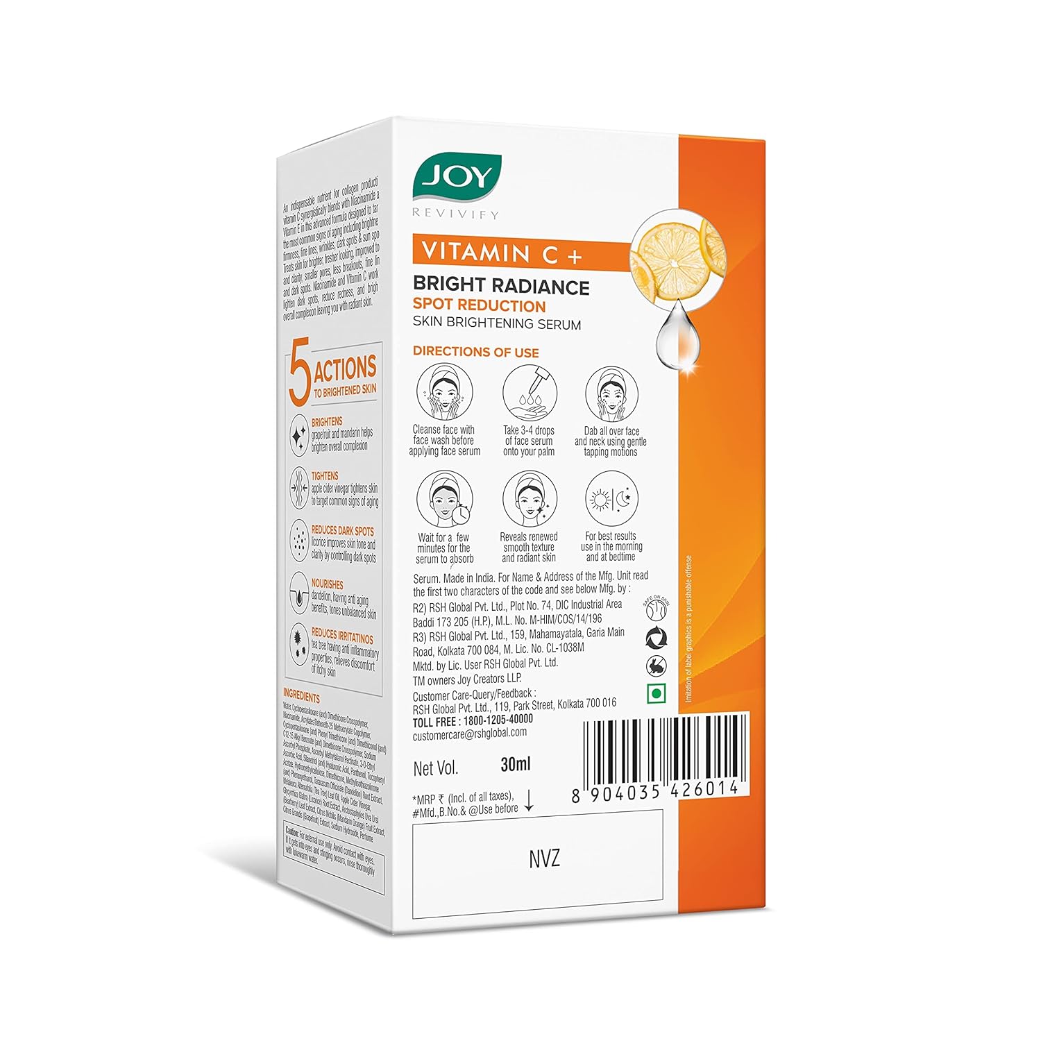 Joy Bright Radiance Vitamin C Face Serum for Skin Brightening 30ml