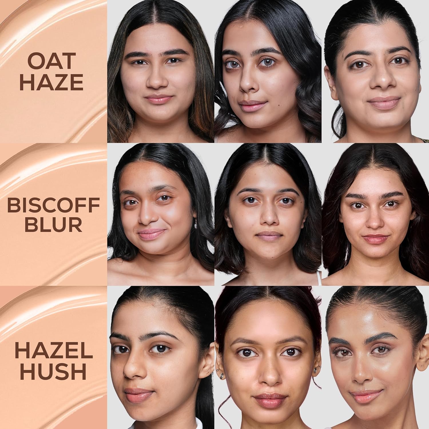 RENEE Bollywood Filter Blurring Liquid Foundation - Hazel Hush | Full Coverage, Matte Finish | Blurs Pores & Blemishes | Hydrates & Evens Skin Tone | With Niacinamide & Hyaluronic Acid | 30ml