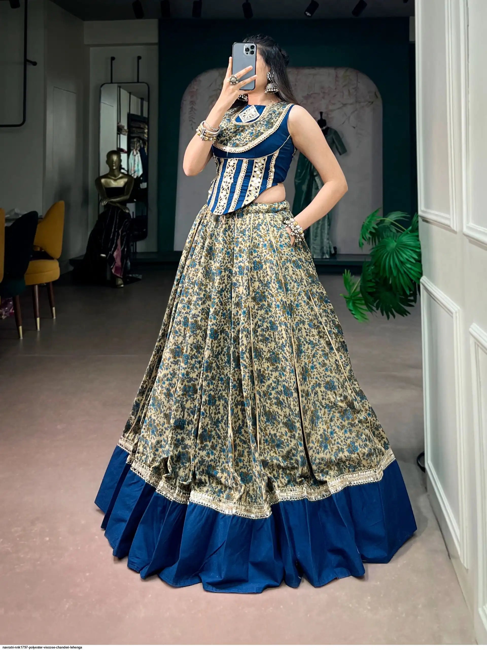 NAVRATRI NNK1797 POLYESTER VISCOSE CHANDERI LEHENGA