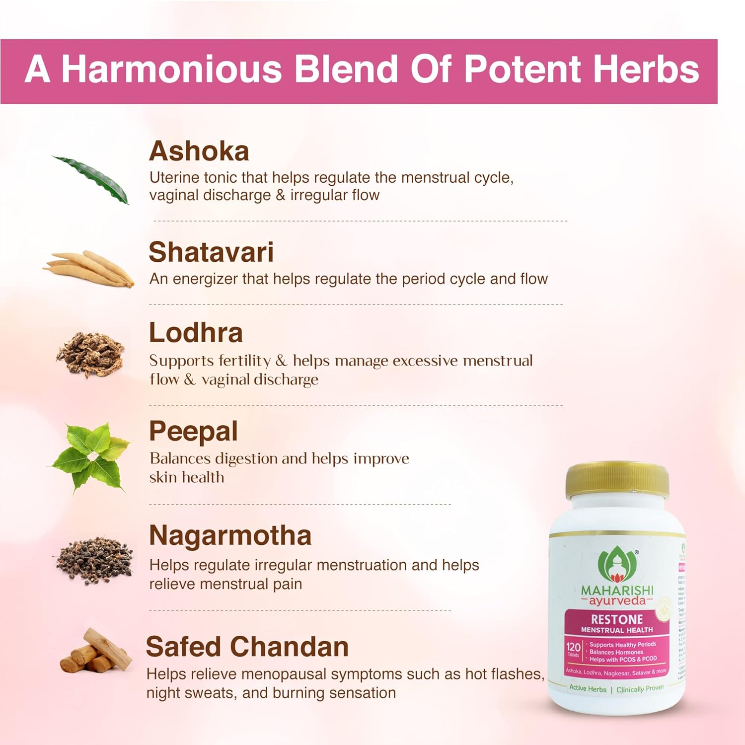 Maharishi Ayurveda Restone Tablets (120 Tablets) For PCOD and PCOS, stress, digestion and metabolism