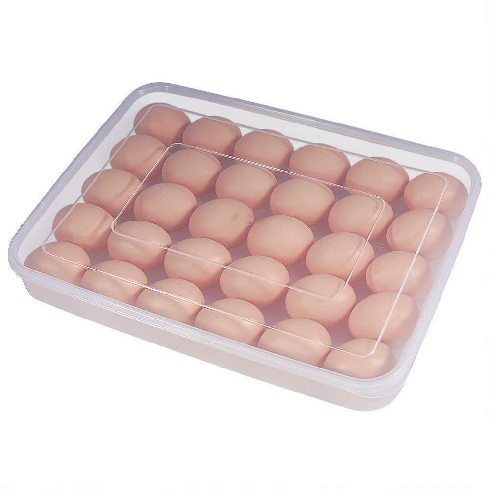 param Clear Large Capacity Portable Home Picnic Plastic Egg Box Case 24 Holder Storage Container Fridge, Egg Box for 24 Eggs, Set of 1 Pieces