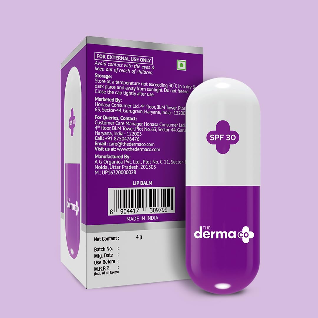 The Derma Co 1% Ceramide Complex Lip Balm with Ceramides & Vitamin E, SPF 30 PA++ for Dry & Chapped Lips - 4g