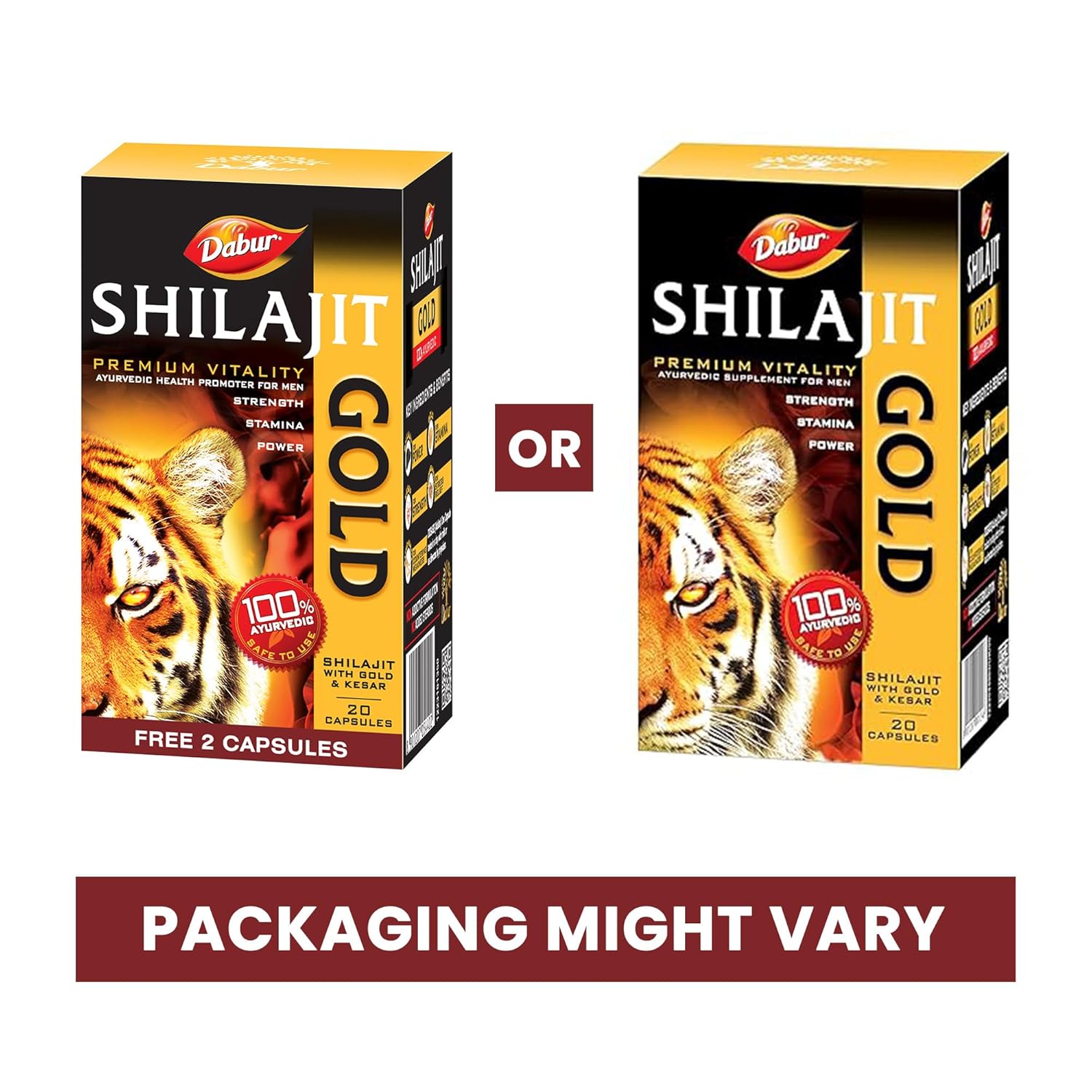 Dabur Ayurvedic Shilajeet Gold (20caps) for boost stamina, strength, and energy