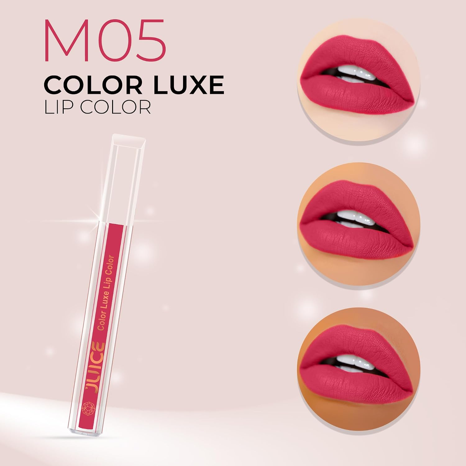 Juice Matte Luxe Lipstick - Vitamin E Enriched, Smudge-Free with Bio Retinol, Moisturizing Lock Technology, SPF 15, Long-Lasting Pack of 2 (Juicy Plum - M05 & Yummy Pink - M13)