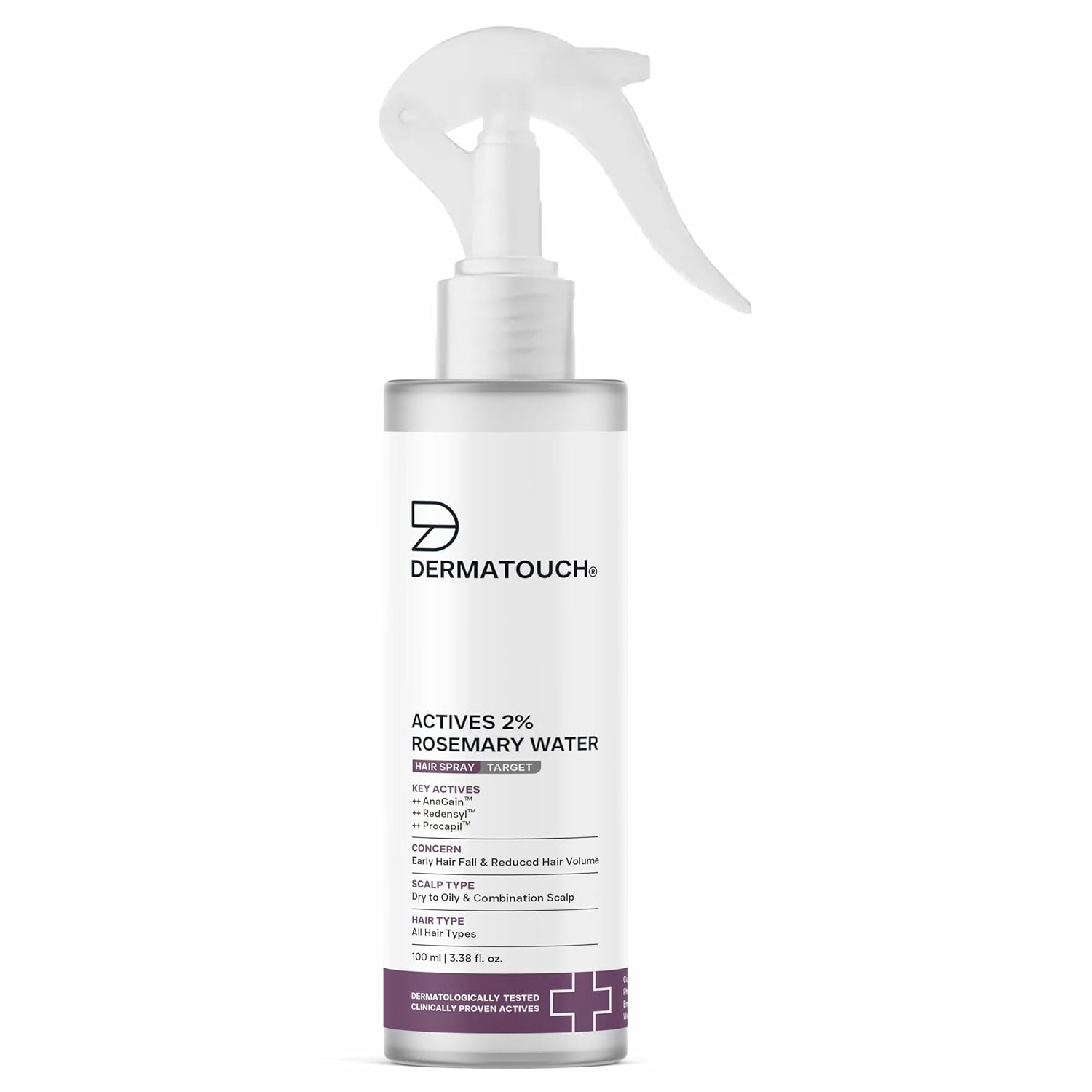 DERMATOUCH Rosemary hair Spray for Hair Growth | Advance 2% Actives Rosemary, Redensyl, Anagain and Procapil Spray Mist for Fall Control, Stimulates for Hair Growth, Adds Shine, Strengthens | 100ml