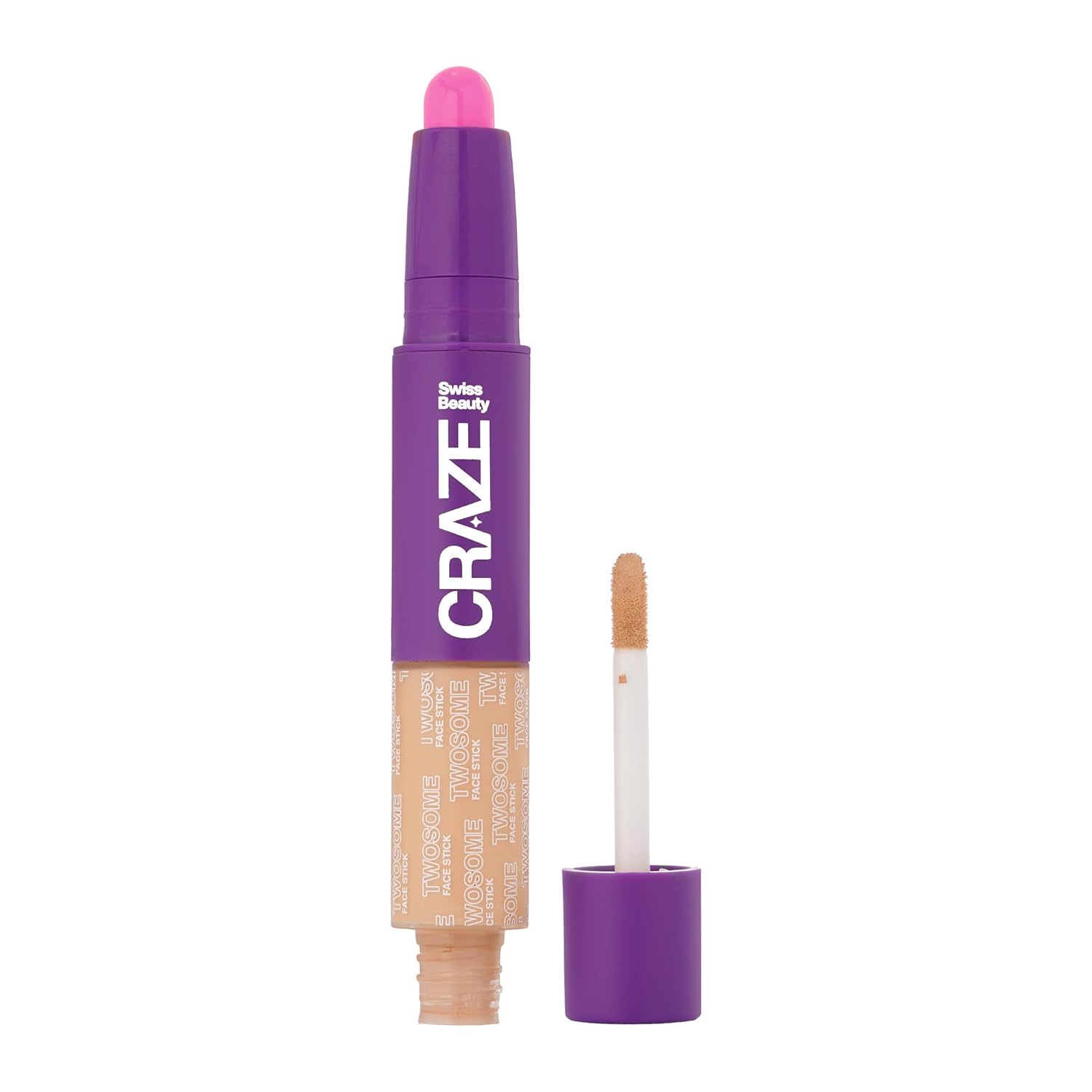 Swiss Beauty CRAZE Twosome Lightweight Face Stick | 2-in 1 Liquid Concealer and Creamy Blush | Shade- 1- Fair/Rose, 9.4gm |