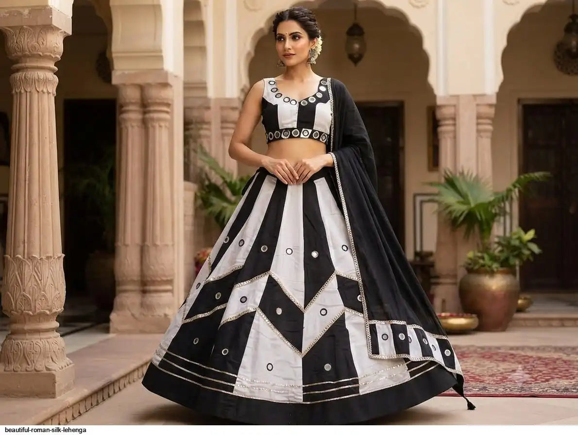 BEAUTIFUL ROMAN SILK LEHENGA