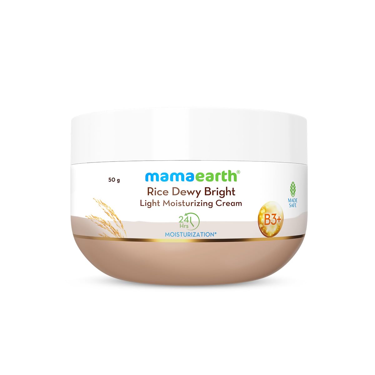 Mamaearth Rice Dewy Bright Light Moisturizing Cream with Rice Water & Niacinamide For Glass-Skin - 50 gm