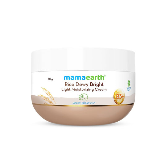 Mamaearth Rice Dewy Bright Light Moisturizing Cream with Rice Water & Niacinamide For Glass-Skin - 50 gm