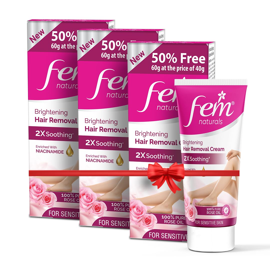 Fem Fairness Naturals Rose Hair Removal Cream - 180g (120g + 60g Free) | For Sensitive skin