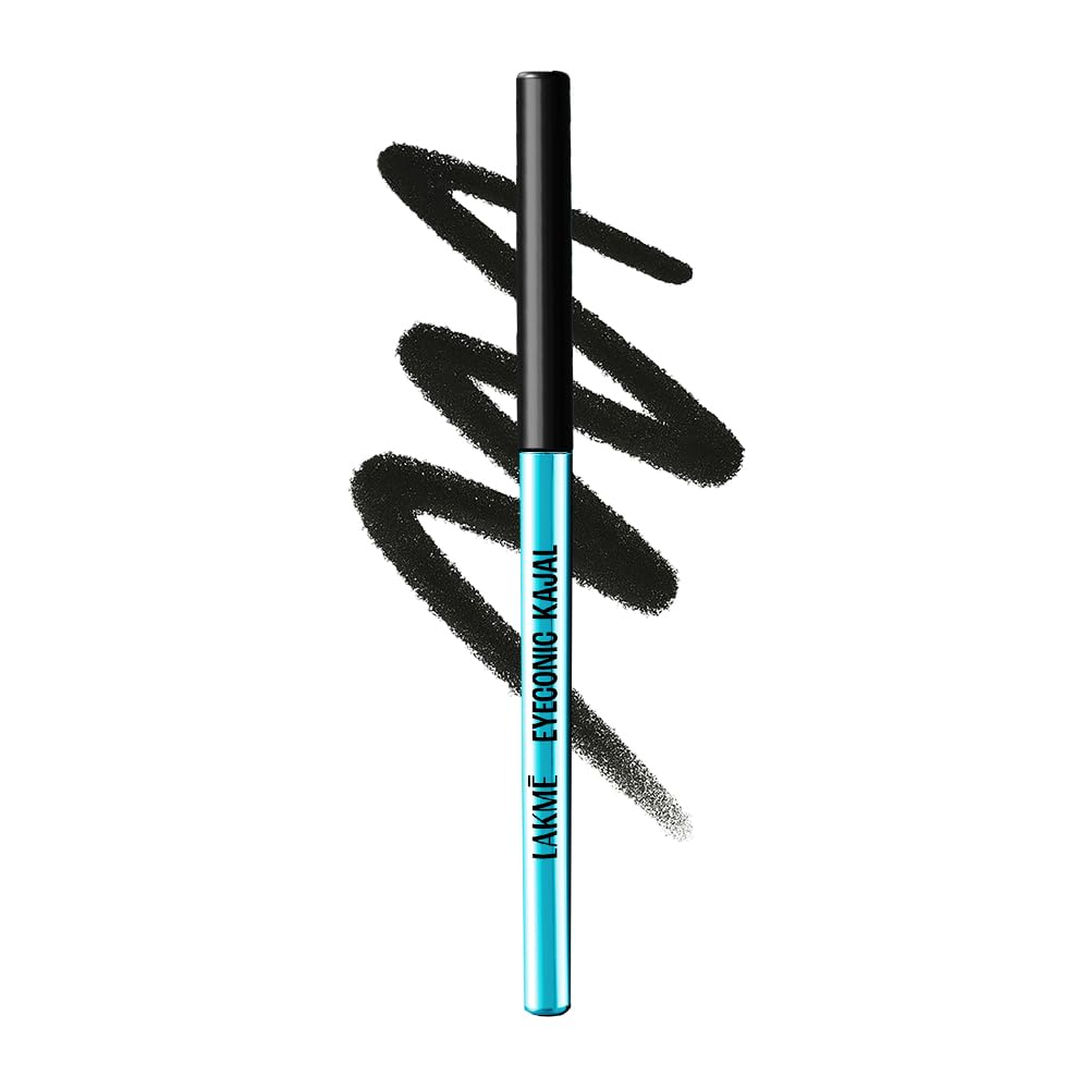 Lakme 9-5 Eyeconic Kajal, Deep Black, Smudgeproof and Waterproof that lasts upto 24H, for 2x dark pigment, 0.35g