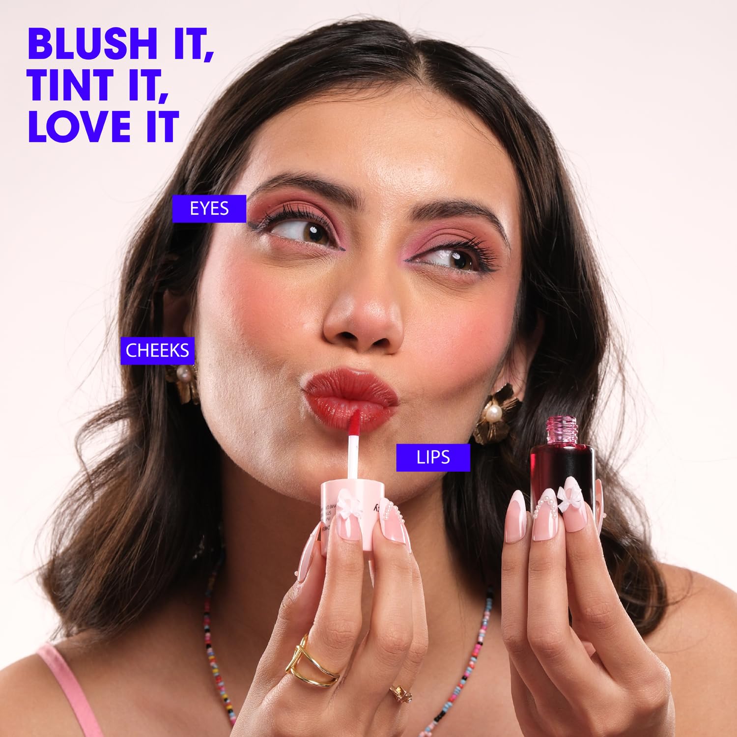 Blue Heaven Blush & Juicy Lip & Cheek Tint Infused with Pomegranate & Strawberry Extract | Multipurpose 3 in 1 Lip Tint | Long Lasting, Water Proof & Hydrating Liquid Blush, Berry Juice, 9ml