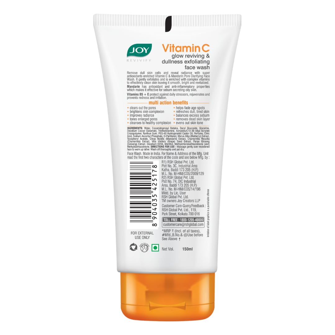 Joy Vitamin C Brightening Face Wash For Bright and Glowing Face 150ml x 2