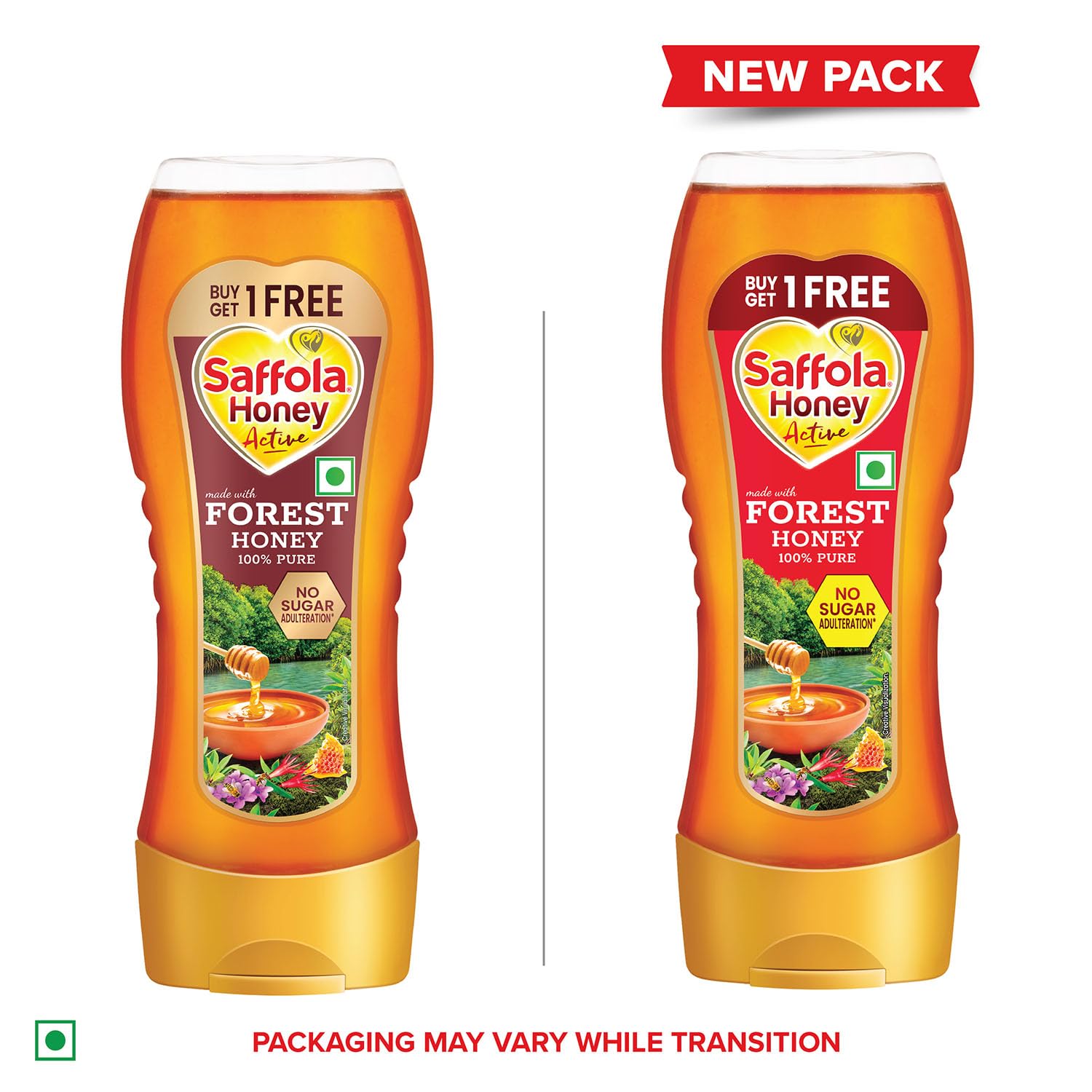 Saffola Honey Active, 700g (350g x 2), Made with Sundarban Forest Honey, 100% Pure Honey, No sugar adulteration, Natural Immunity booster
