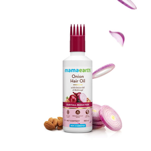 Mamaearth Onion Hair Oil for Hair Growth & Hair Fall Control with Redensyl 150ml