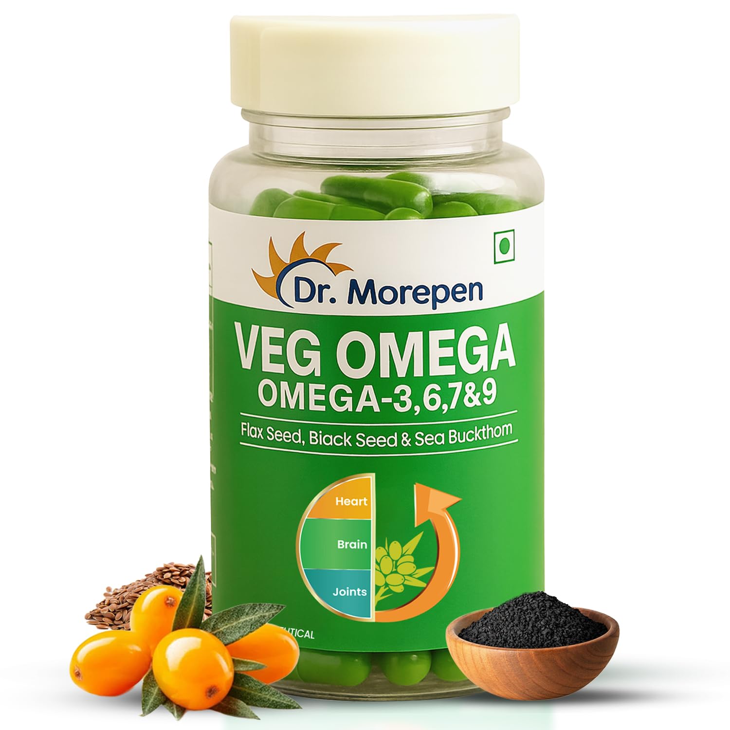 DR. MOREPEN Omega 3 6 7 9 (60 Veg Capsules) For heart and brain function, bones and joint strength