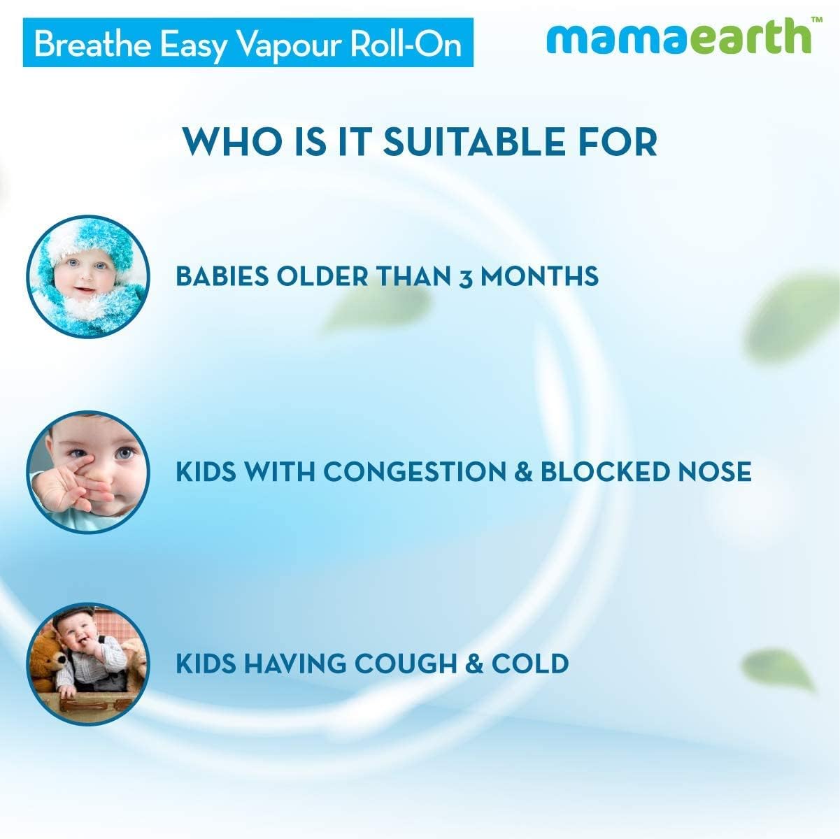 Mamaearth Baby Breathe Easy Vapour Roll-On For Relieves Congestion & Promotes Easy Breathing - 40 ml