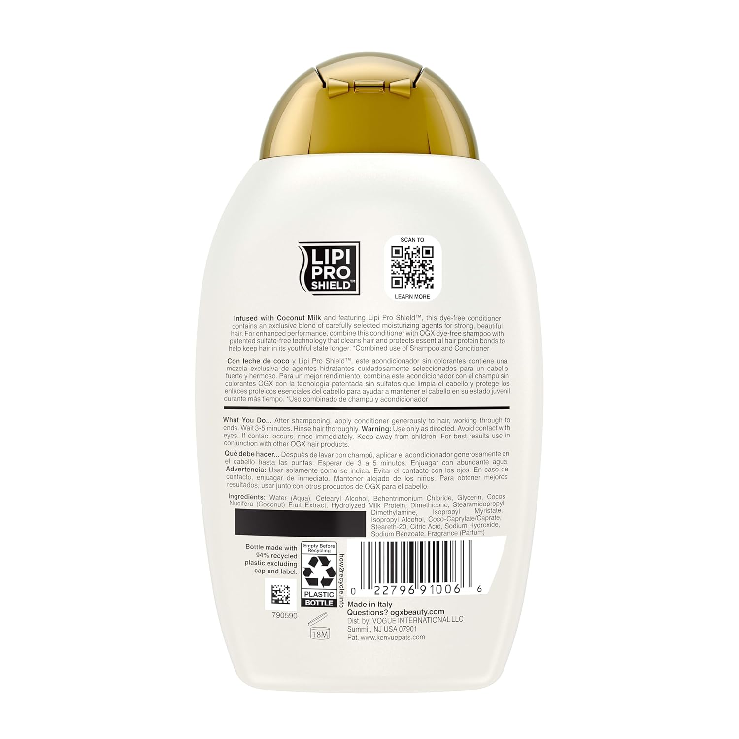 OGX Nourishing + Coconut Milk Moisturizing Conditioner For Strong & Healthy Hair, With Coconut Milk, Coconut Oil & Egg White Protein, Paraben-Free, Sulfate-Free Surfactants, 385Ml