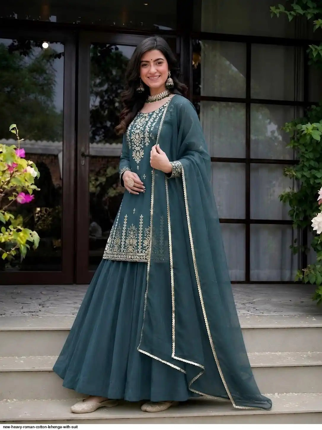 NEW HEAVY ROMAN COTTON LEHENGA WITH SUIT SIZE XL,M,S,L,XXL