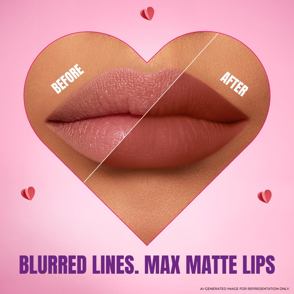 Elle18 Matte Max Liquid Lipstick - Pink Peony, for Smooth Lips, with Hyaluronic Acid & Vitamin E, Blur Matte Finish, Transferproof & Smudgeproof - 6ml