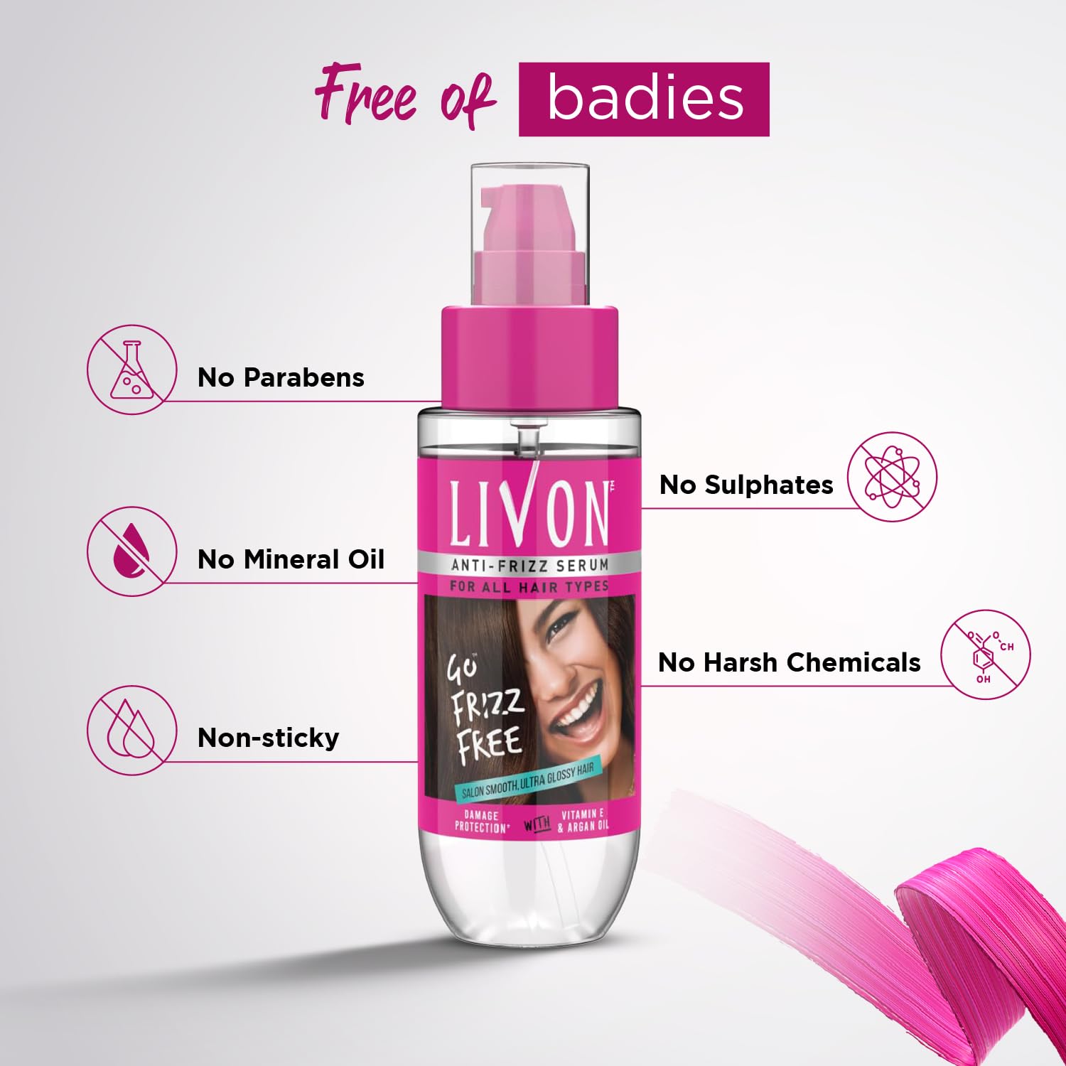 Livon Hair Serum, For Dry & Frizzy Hair | Provides shine, smoothness & damage protection| Leave in serum for women & Men| With Vitamin E & Argan Oil | 50ml Pack of 2
