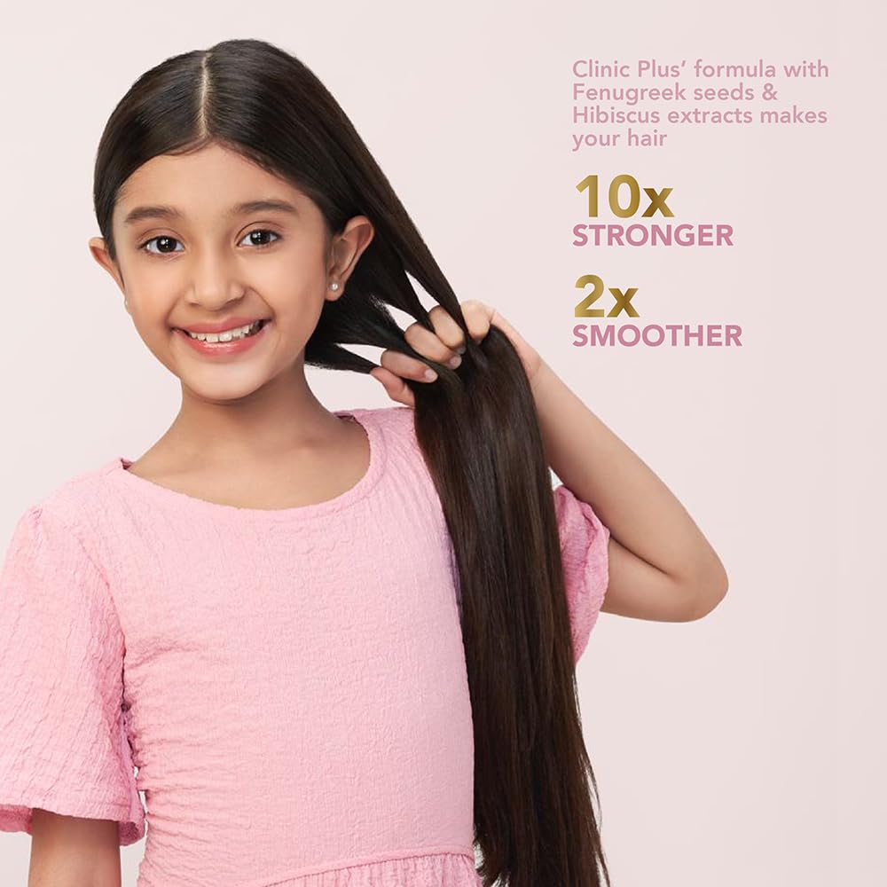 Clinic Plus Strength & Smooth Shampoo, Fenugreek Protein + Hibiscus for Hair Strengthening and Smoother Hair, 175 ml