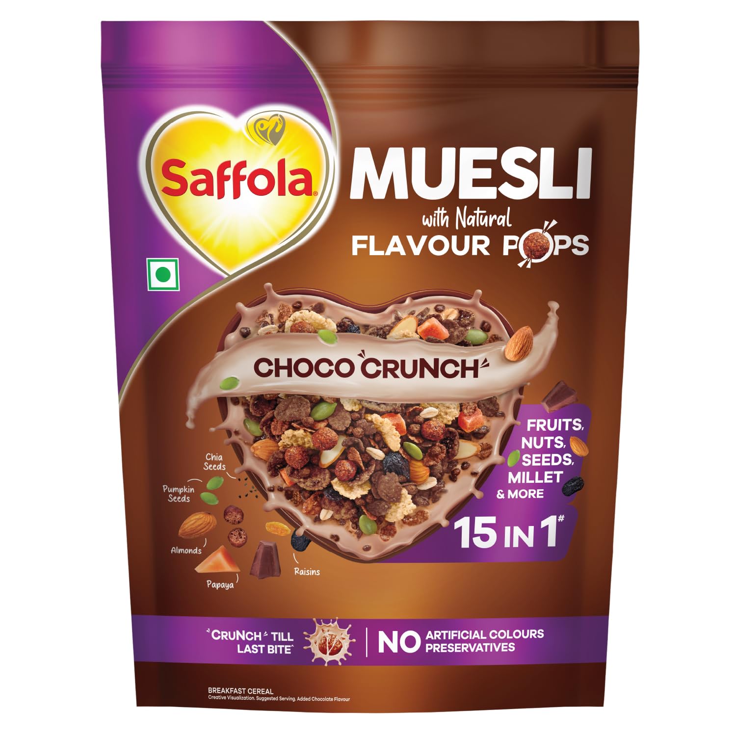 Saffola Muesli Choco Crunch with Flavour Pops, 400 gm/450 gm |