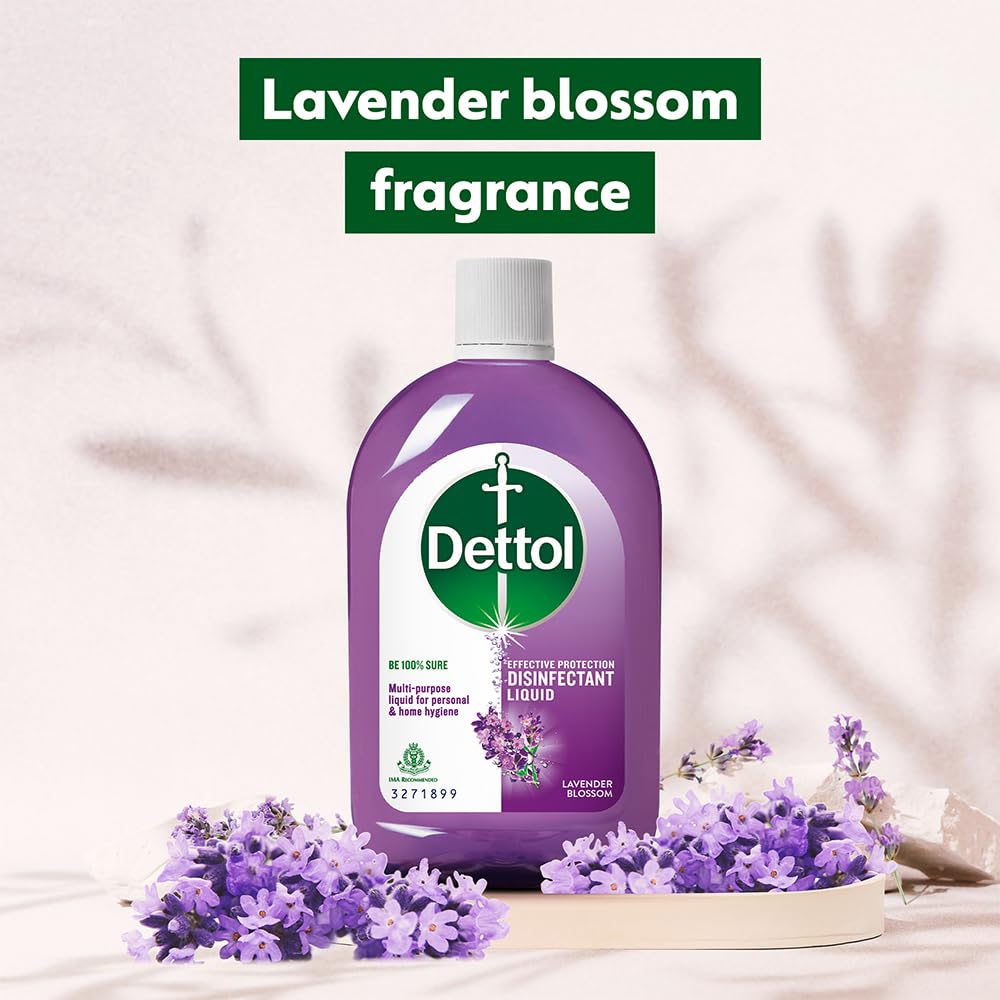 Dettol Multi-Purpose Disinfectant Liquid for Floor & Surface Cleaning, Lavender Blossom Fragrance, 1 L