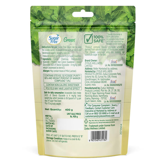 Sugar Free Green Stevia Pouch 400 g