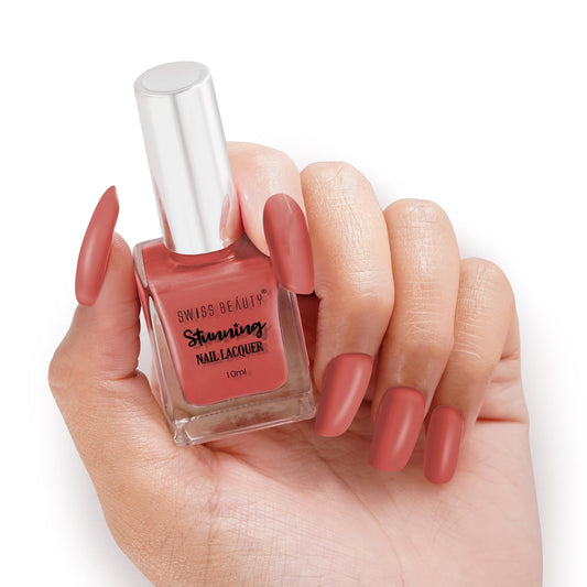 SWISS BEAUTY Stunning Matte Finish Nail Lacquer | Chip Resistant, Quick Drying Nail Paint | Highly Pigmented With High Shine Nail Polish | Shade - Munich Mulberry, 10ml