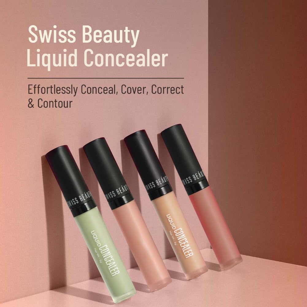 Swiss Beauty Liquid Light Weight Concealer With Full Coverage |Easily Blendable Concealer For Face Makeup With Matte Finish | Shade- Warm-Sand, 6g