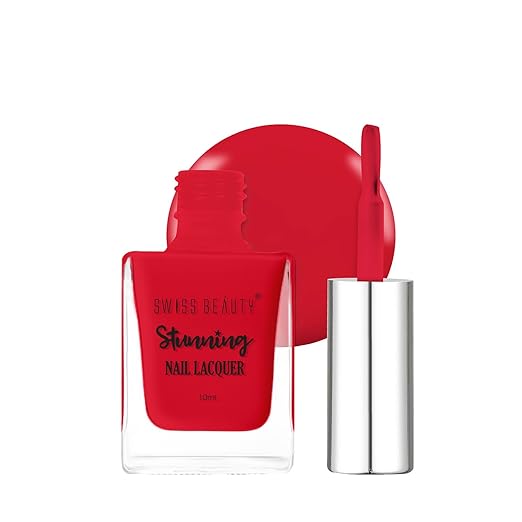 SWISS BEAUTY Stunning Matte Finish Nail Lacquer | Chip Resistant, Quick Drying Nail Paint | Highly Pigmented With High Shine Nail Polish | Shade - Exotic Red, 10ml Visit the SWISS BEAUTY Store