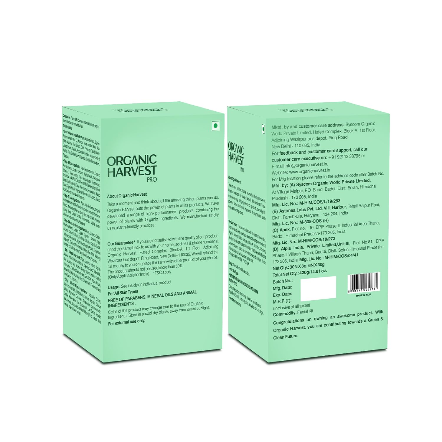 Organic Harvest Brightening & Lightening 6-step Facial Kit | With Goodness of Liquorice | Boosts Skin Glow | For Radiant Skin | 100% American Certified Organic, Sulphate & Paraben Free -420gm