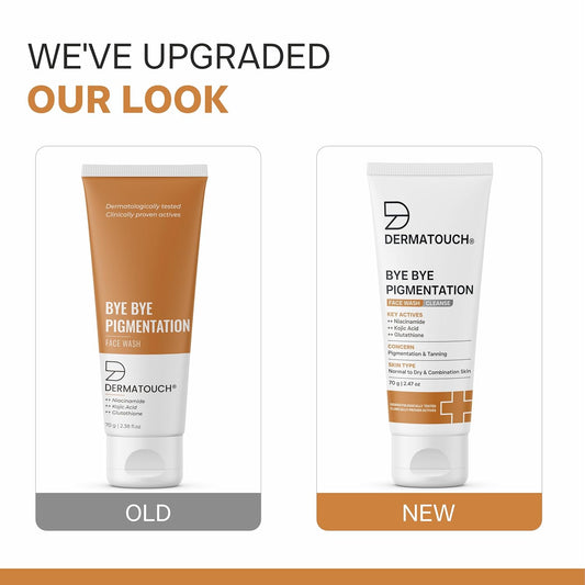 DERMATOUCH Bye Bye Pigmentation Face Wash | Niacinamide, Kojic Acid & Glutathione | For Tan and Anti-Pigmentation | Dermatologist Tested | For Men & Women | 70g