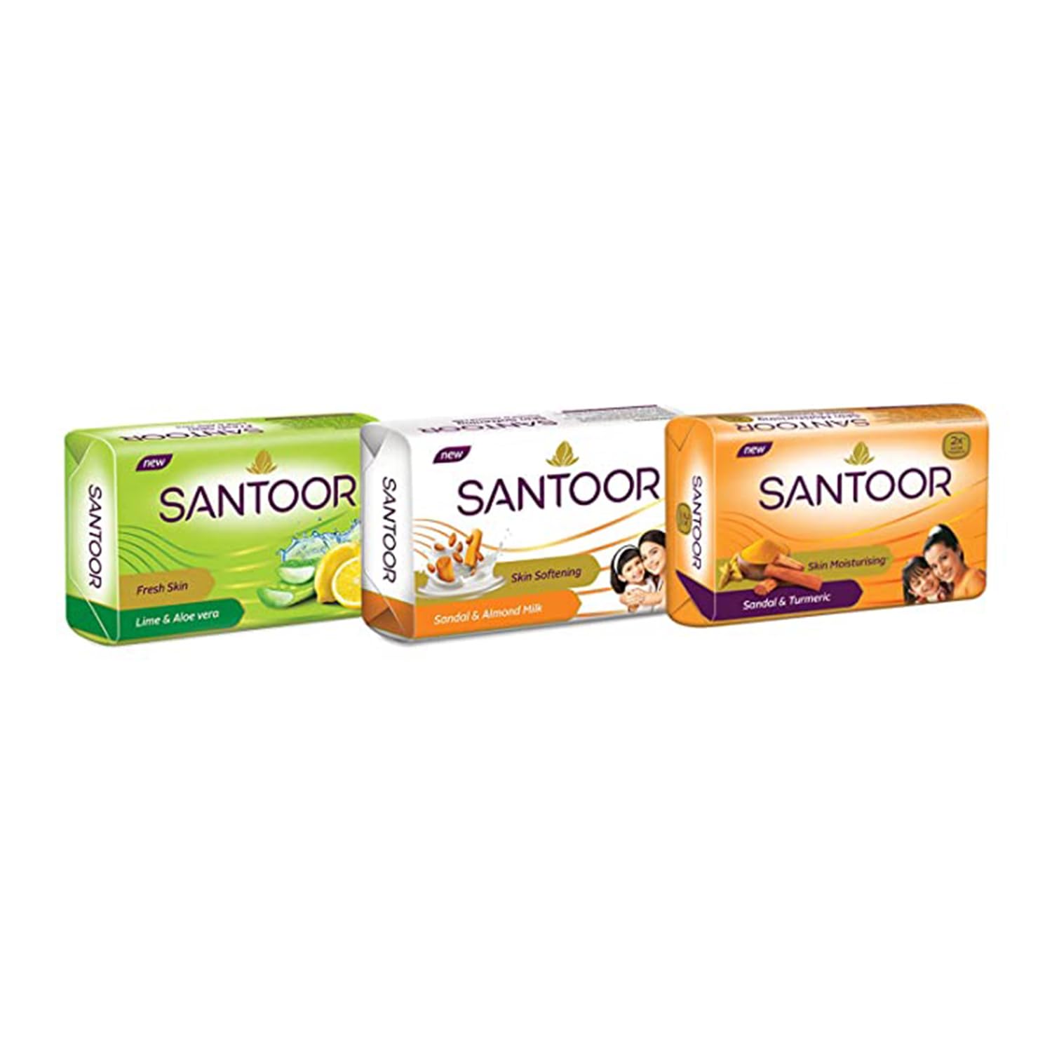 Santoor Sandalwood and Turmeric Bath Soap for Younger Looking and Glowing Skin, Combo Offer, 125 g (Pack of 16)