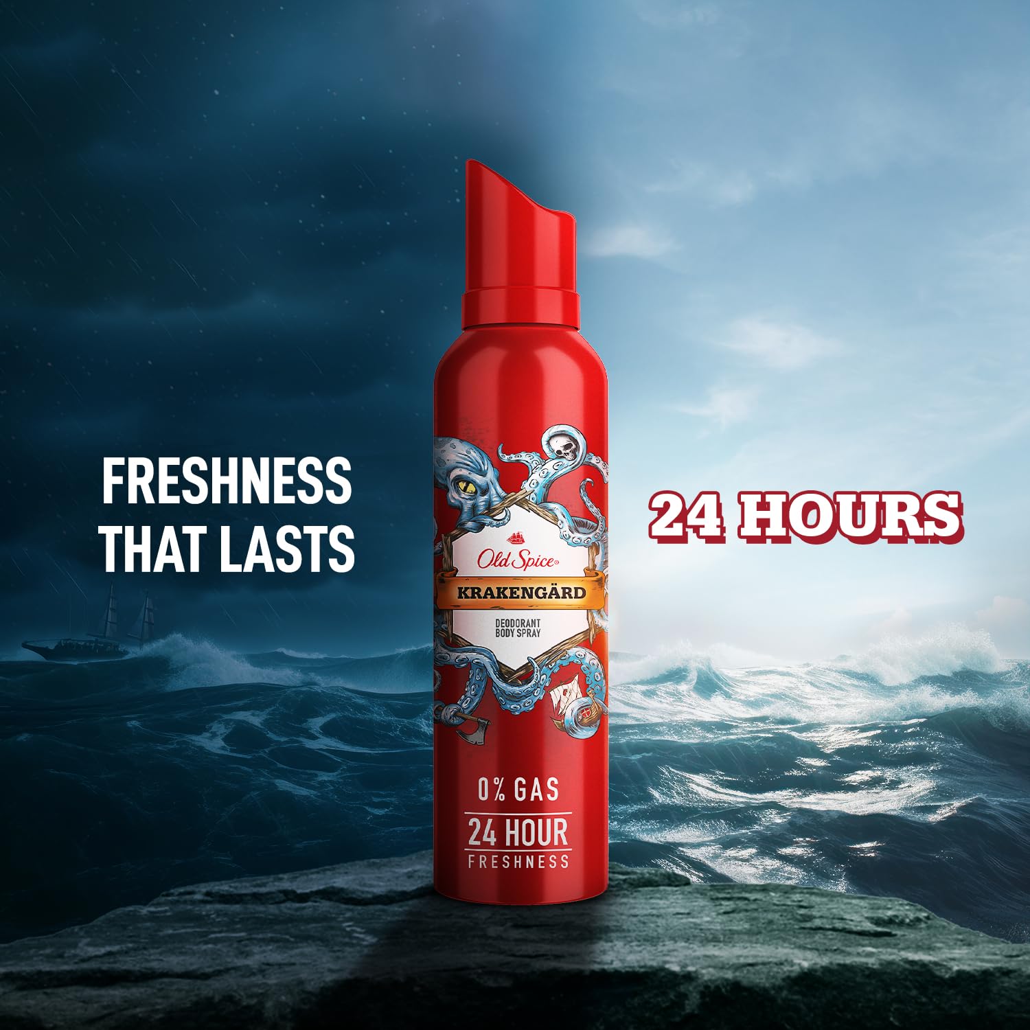 Old Spice Krakengard No Gas 24 hour Long Lasting Freshness Deodorant Perfume Body Spray For Men, 140ml