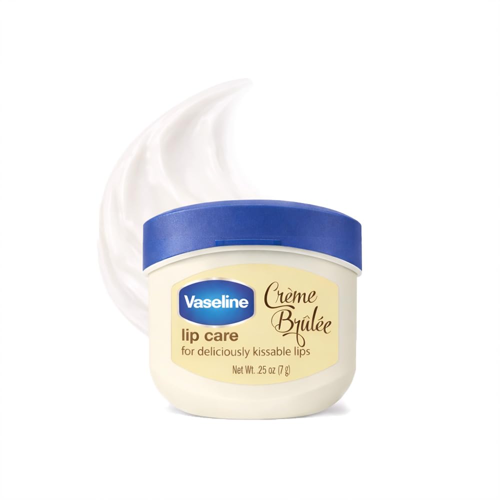 Vaseline Lip Therapy Crème Brûlée | Flavoured Balm for Smooth & Kissable Lips | 72Hr Moisturization | Sweet Dessert Fragrance | 7g