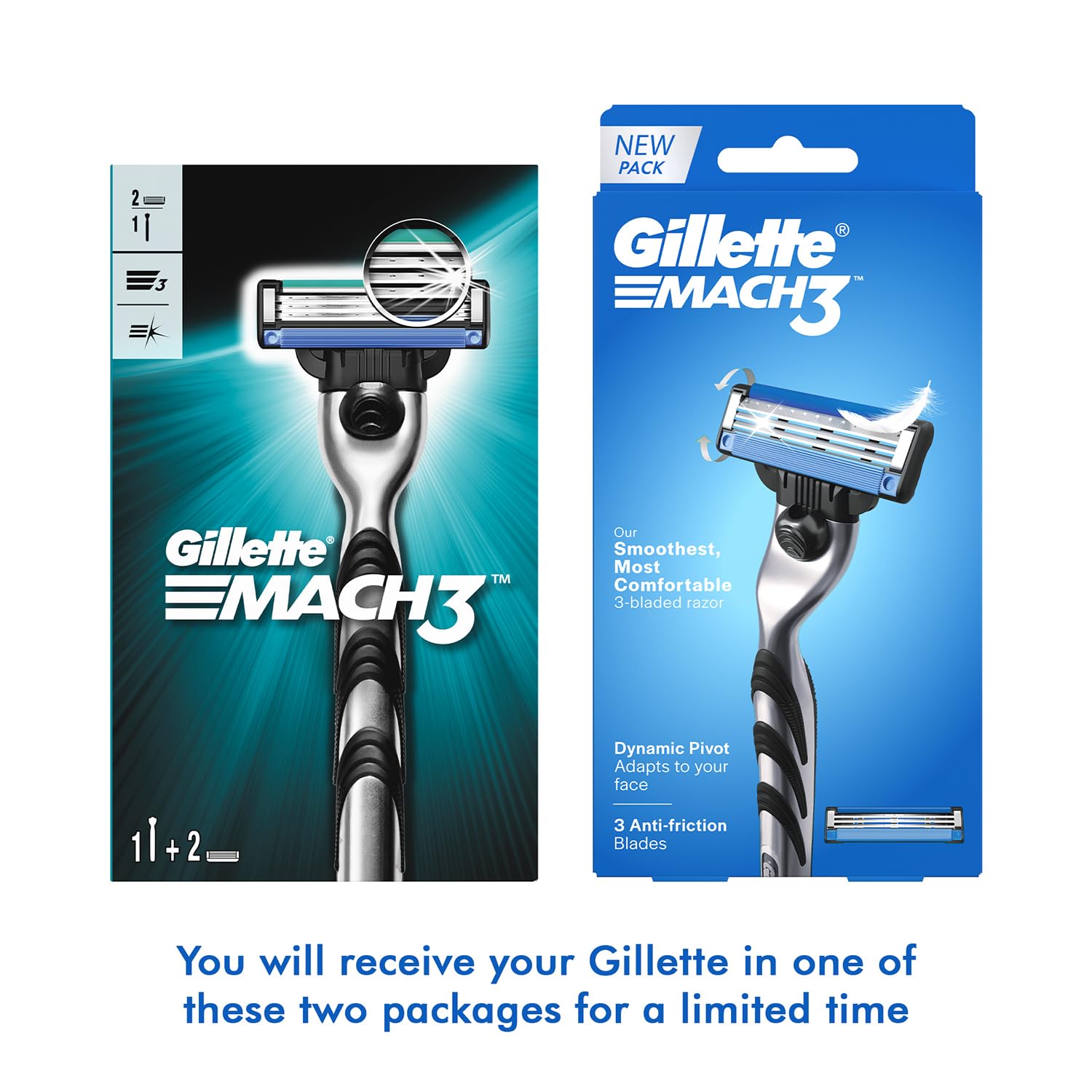 GILLETTE Mach 3 Shaving Razor (Handle + 2 Cartridge)