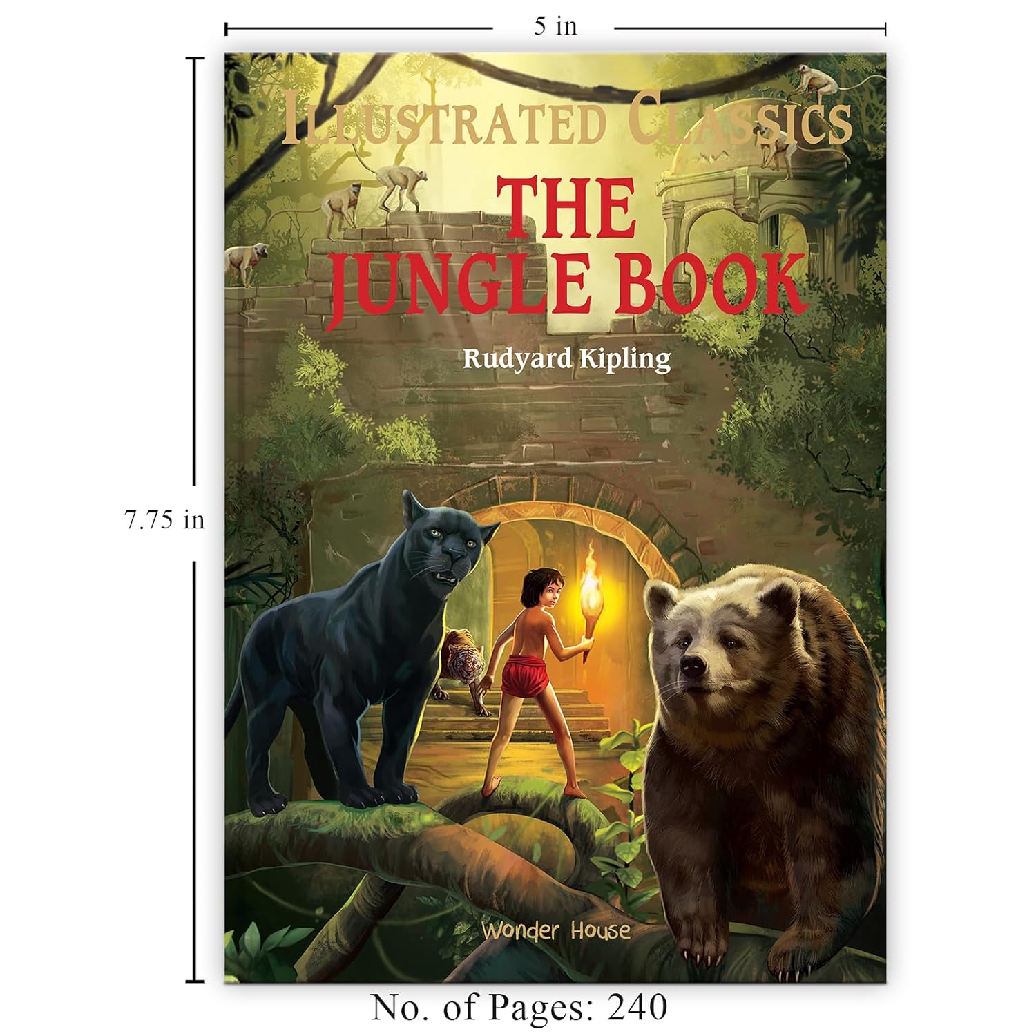 The Jungle Book: Illustrated Abridged Children Classics English Novel With Review Questions (Hardback)  Book