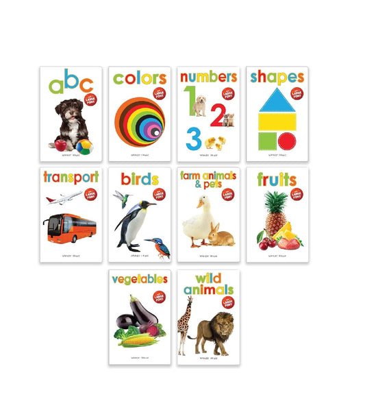 Early Learning Library – Box Set of 10 Books: Big Board Books Series with Large Font for Kids | Includes ABC, Numbers, Shapes, Colours, Birds, Wild Animals, Farm Animals & Pets, Fruits, Vegetables, Transport | Bold Text & Bright Pictures |  Board book